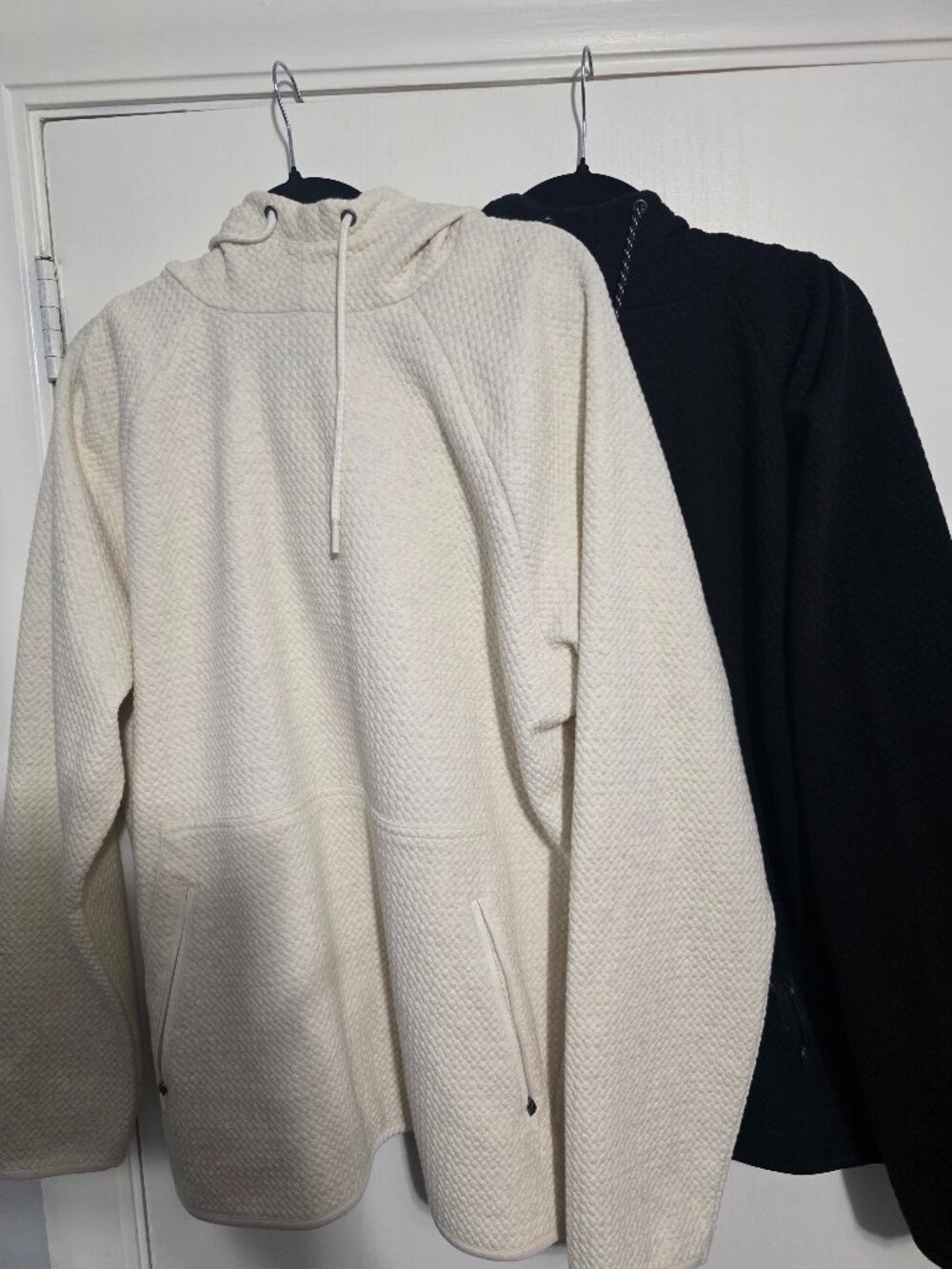 Set of 2 FLX Textured Hoodies Black and White/Cream- Size XL